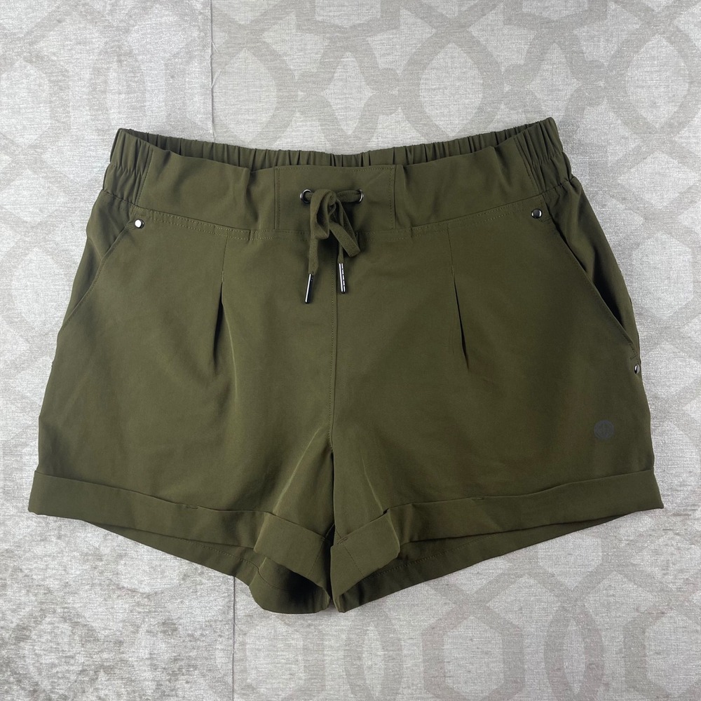 Mondetta Outdoor Project Women M Olive Green Stretch Cuffed Hiking Active Shorts